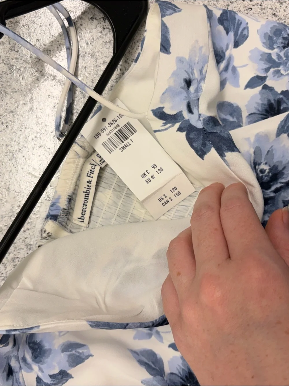 Abercrombie & Fitch White Maxi Dress with Blue Floral Print